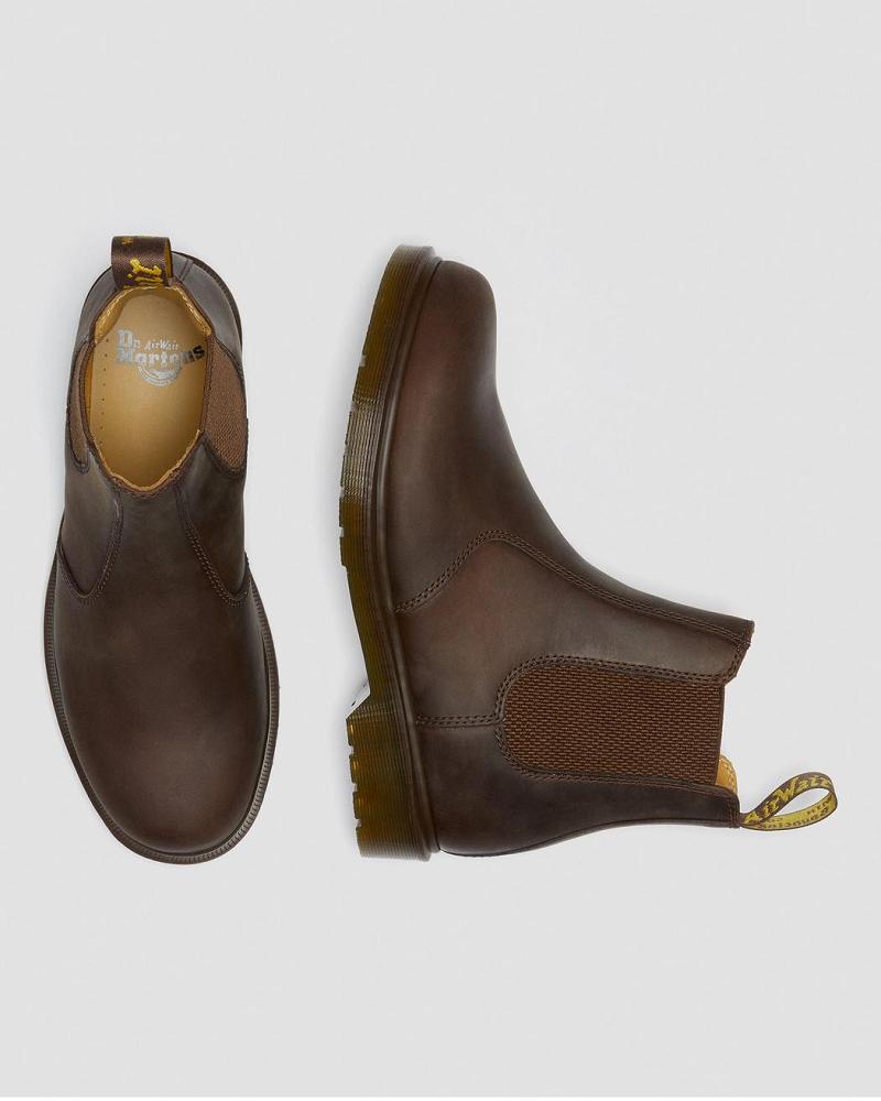 Men's Dr Martens 2976 Crazy Horse Leather Chelsea Boots Brown | AU 481MQZ